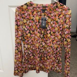 INC floral sheer top